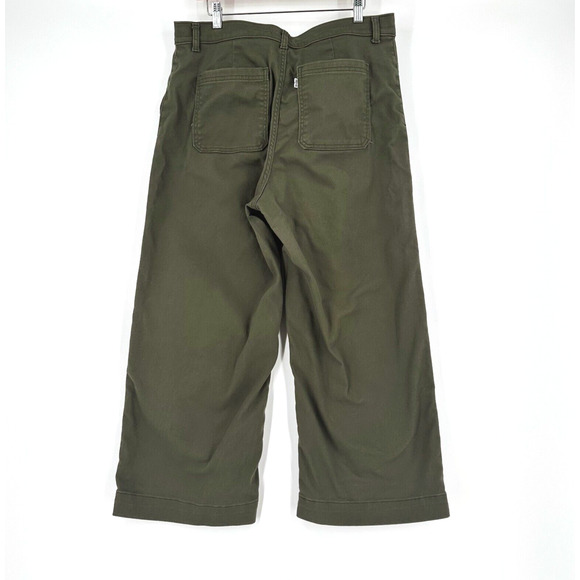 Levi's Womens Ribcage Wide Leg Crop Jeans Size 32 Stretch Retro Army Green - Picture 4 of 9